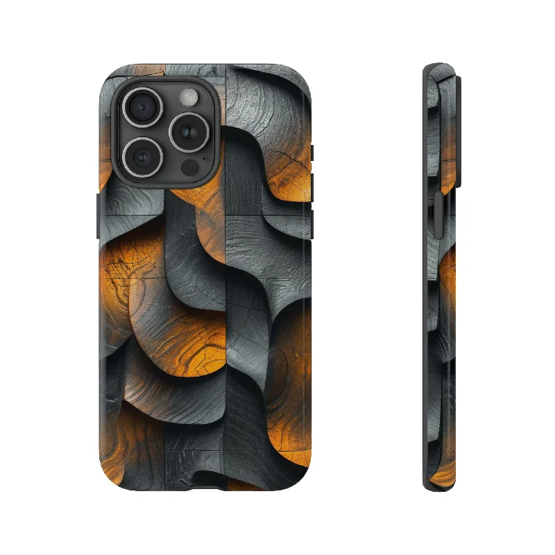 Grey Fire Orange Geometry - Protective Phone Case