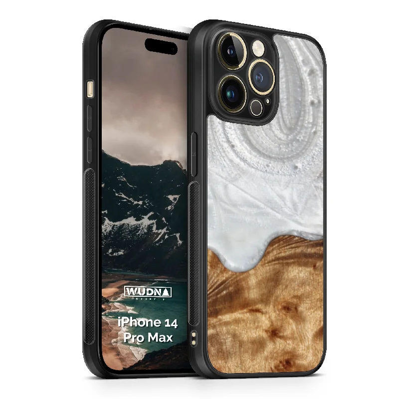 Slim Resin & Wood iPhone Case (Coastline Collection - Arctic White)