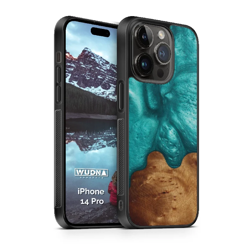 Slim Resin & Wood iPhone Case (Coastline Collection - Deep Sea Green)