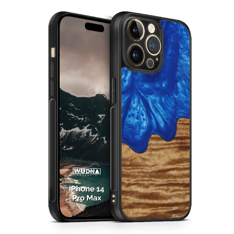 Slim Resin & Wood iPhone Case (Coastline Collection - Diver's Blue)