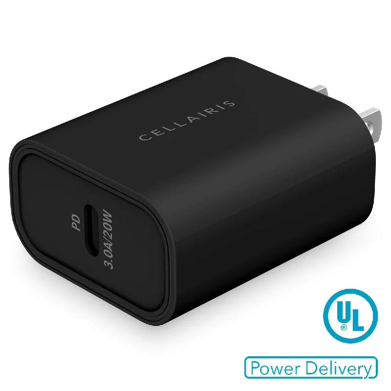 Wall Charger - Single USB-C 3A 20W Black Wall Chargers