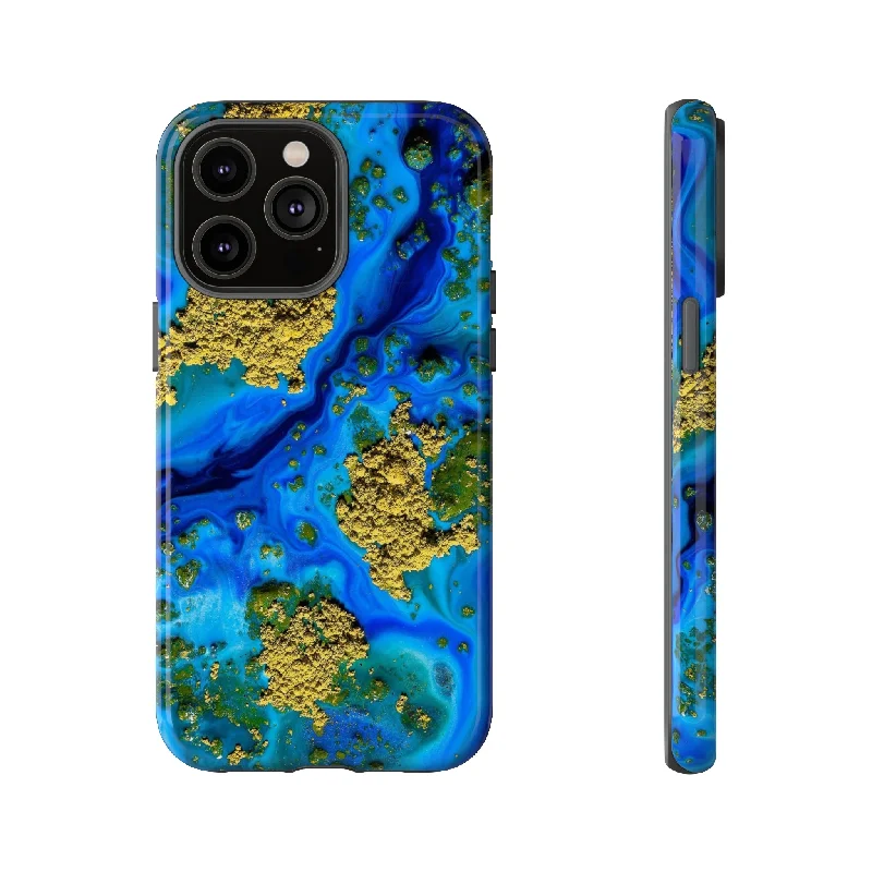 Blue Clear Ocean Ink Art - Protective Phone Case