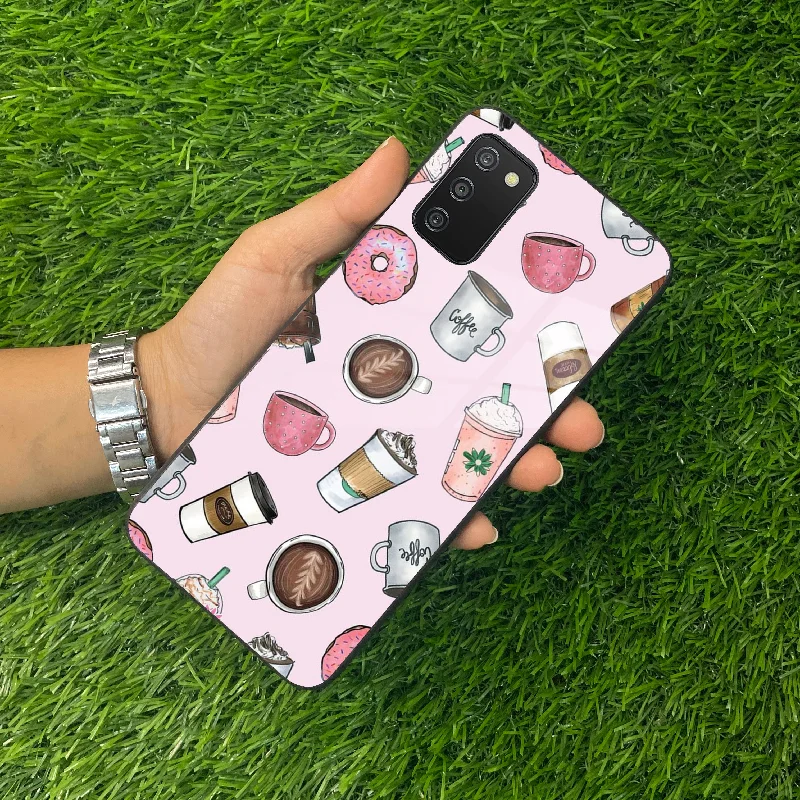 Cute Coffee Snacks Glass Case Cover For Samsung