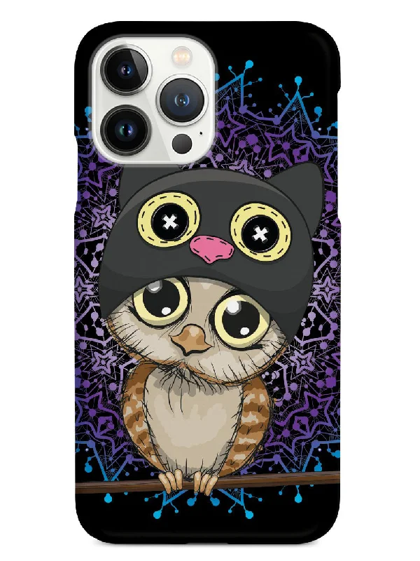 Cute Kitten-Owl Doodle - Black Case