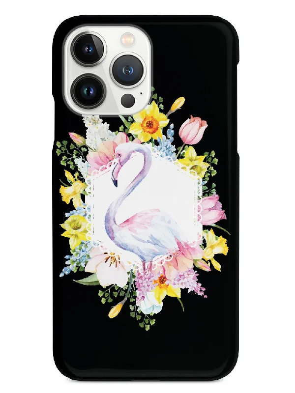 Flamingo Spring Flowers - Black Case