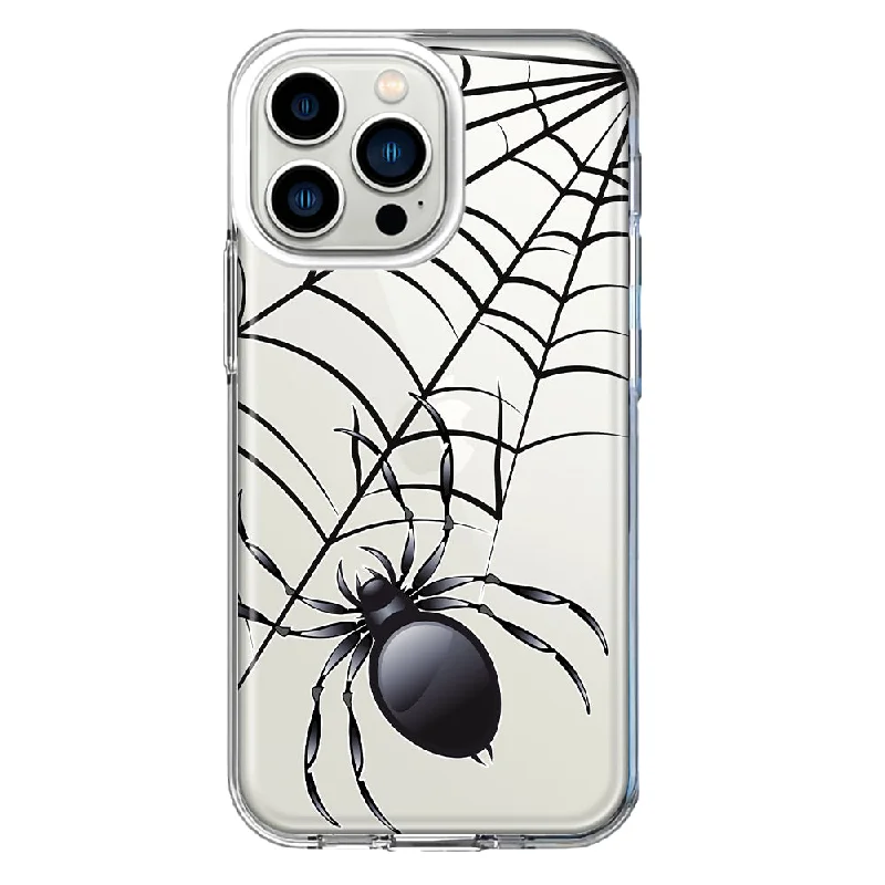 For Apple iPhone 13 Pro Creepy Black Spider Web Halloween Horror Spooky Design Hybrid Protective Phone Case Cover