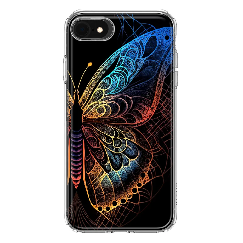 For Apple iPhone 6/7/8/SE 2020/SE 3 2022 Mandala Geometry Abstract Butterfly Pattern Design Hybrid Protective Phone Case Cover