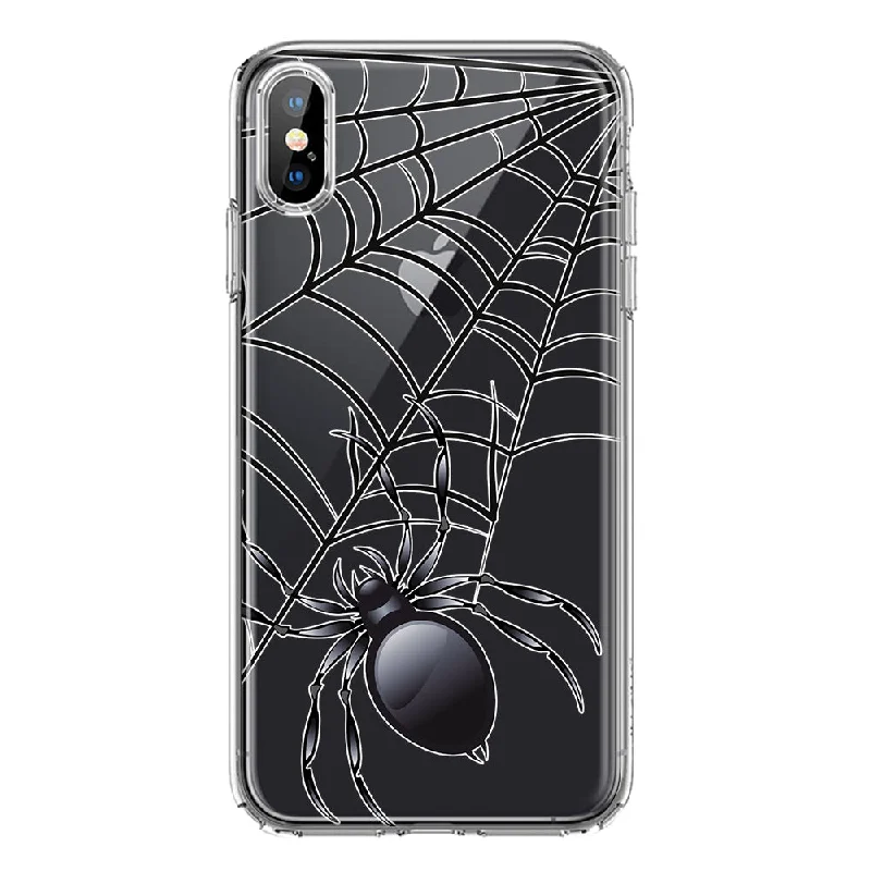 For Apple iPhone XS Max Creepy Black Spider Web Halloween Horror Spooky Design Hybrid Protective Phone Case Cover