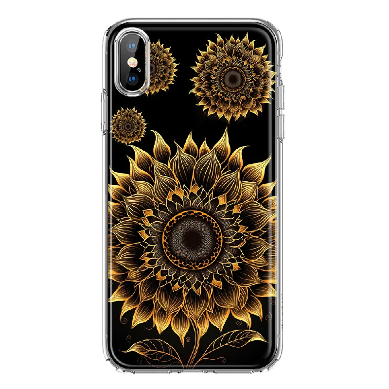 For Apple iPhone XS/X Mandala Geometry Abstract Sunflowers Pattern Design Hybrid Protective Phone Case Cover