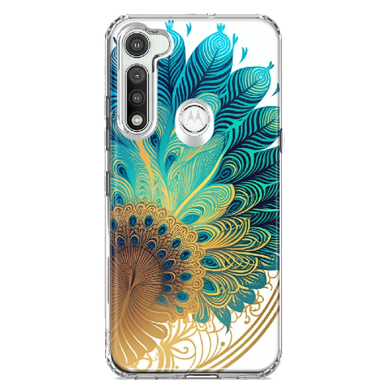 For Motorola Moto G Fast Mandala Geometry Abstract Peacock Feather Pattern Design Hybrid Protective Phone Case Cover