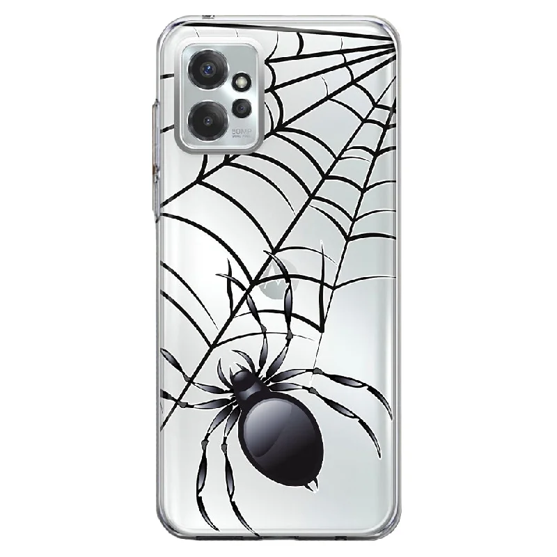 For Motorola Moto G Power 5G 2023 Creepy Black Spider Web Halloween Horror Spooky Design Hybrid Protective Phone Case Cover