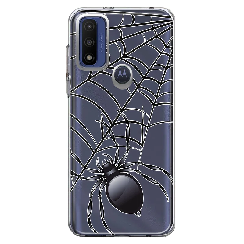 For Motorola Moto G Pure G Power 2022 G Play 2023 Creepy Black Spider Web Halloween Horror Spooky Design Hybrid Protective Phone Case Cover