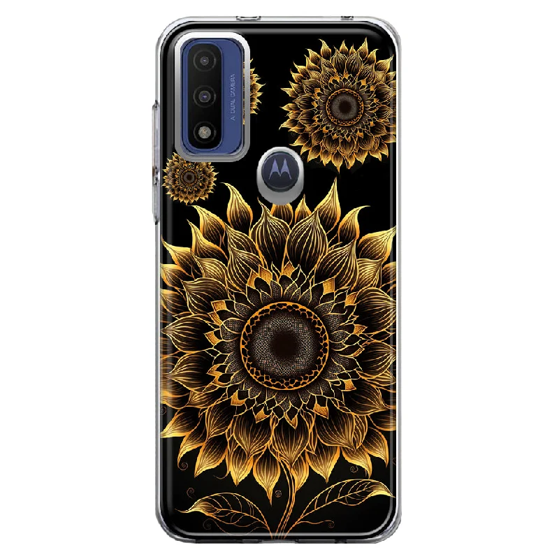 For Motorola Moto G Pure G Power 2022 G Play 2023 Mandala Geometry Abstract Sunflowers Pattern Design Hybrid Protective Phone Case Cover