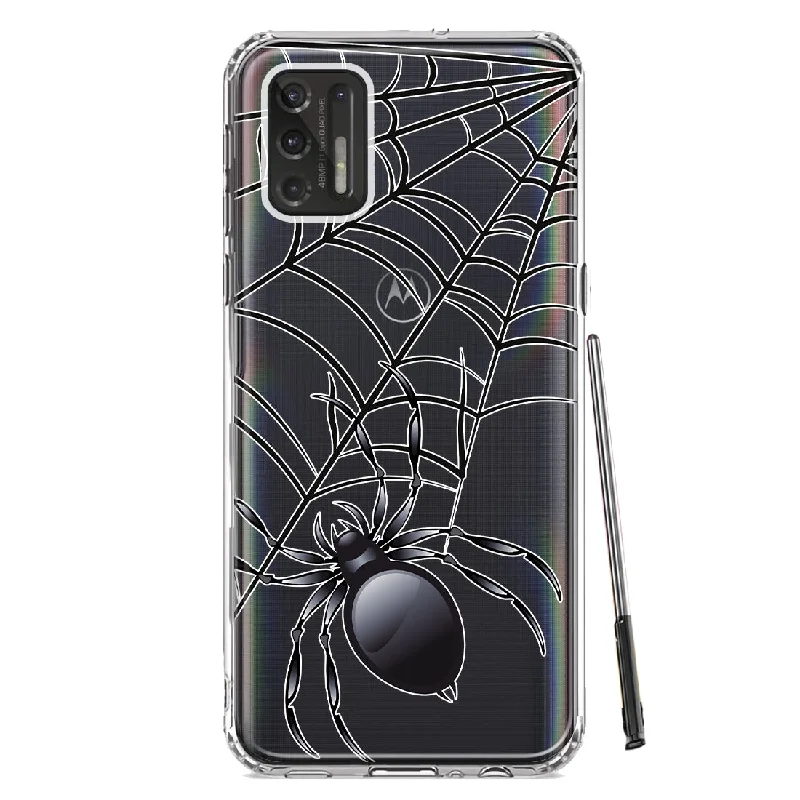 For Motorola Moto G Stylus 2021 Creepy Black Spider Web Halloween Horror Spooky Design Hybrid Protective Phone Case Cover