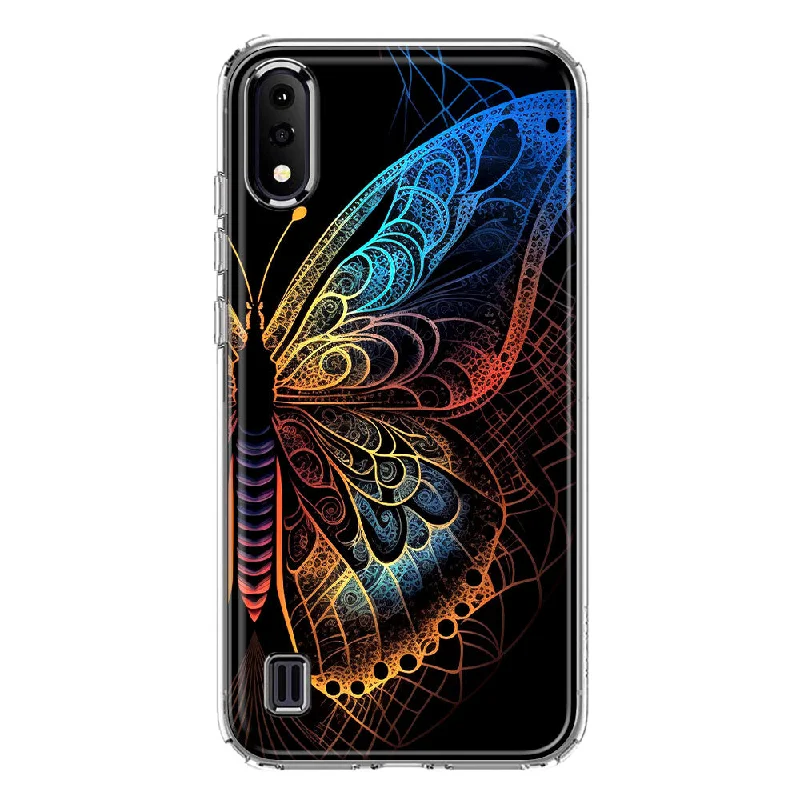 For Samsung Galaxy A01 Mandala Geometry Abstract Butterfly Pattern Design Hybrid Protective Phone Case Cover