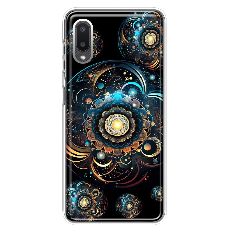 For Samsung Galaxy A02 Mandala Geometry Abstract Multiverse Pattern Design Hybrid Protective Phone Case Cover