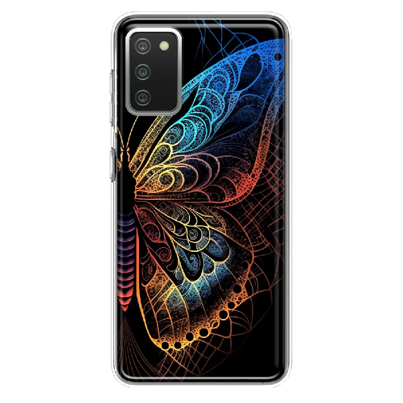 For Samsung Galaxy A02S Mandala Geometry Abstract Butterfly Pattern Design Hybrid Protective Phone Case Cover