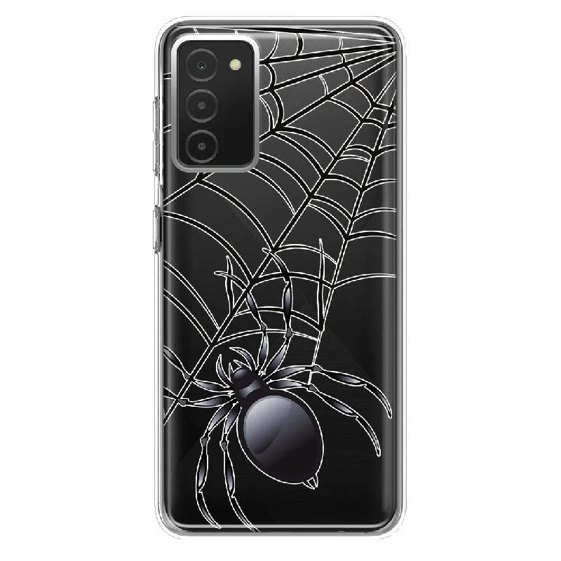 For Samsung Galaxy A03S Creepy Black Spider Web Halloween Horror Spooky Design Hybrid Protective Phone Case Cover