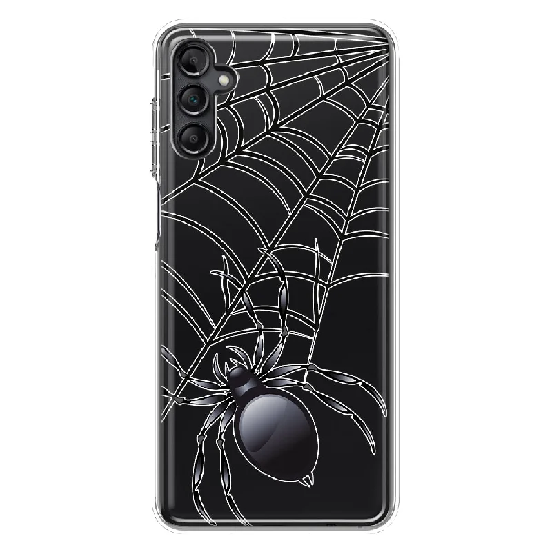 For Samsung Galaxy A14 5G Creepy Black Spider Web Halloween Horror Spooky Design Hybrid Protective Phone Case Cover