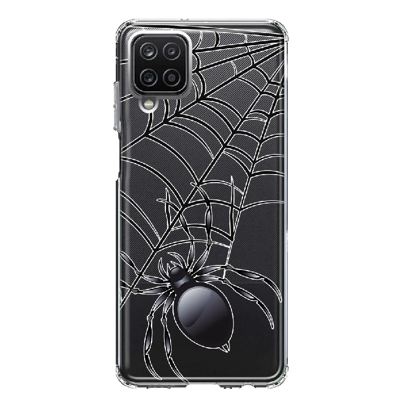 For Samsung Galaxy A22 5G Creepy Black Spider Web Halloween Horror Spooky Design Hybrid Protective Phone Case Cover