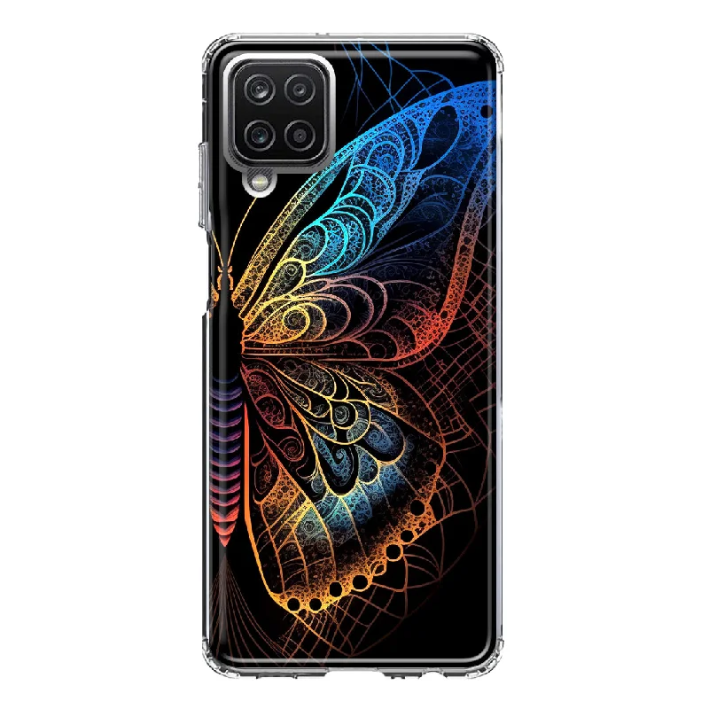 For Samsung Galaxy A22 5G Mandala Geometry Abstract Butterfly Pattern Design Hybrid Protective Phone Case Cover