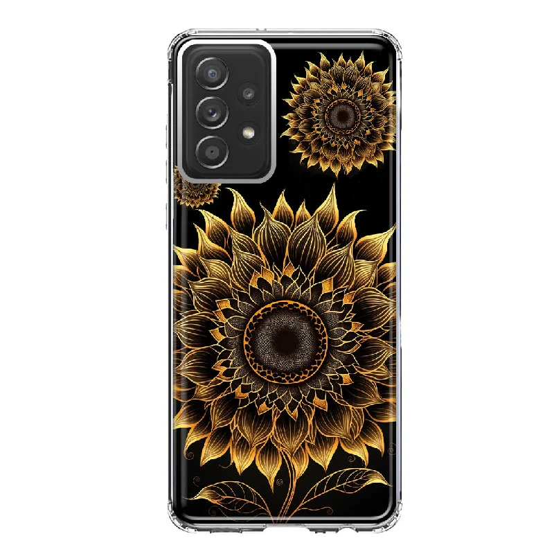 For Samsung Galaxy A31 Mandala Geometry Abstract Sunflowers Pattern Design Hybrid Protective Phone Case Cover