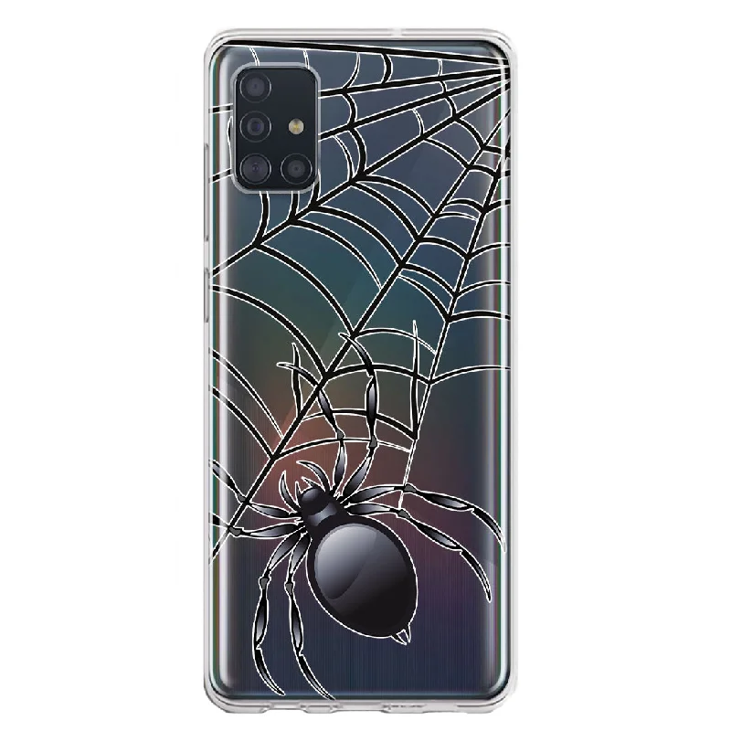 For Samsung Galaxy A51 Creepy Black Spider Web Halloween Horror Spooky Design Hybrid Protective Phone Case Cover