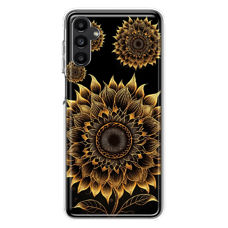 For Samsung Galaxy A54 5G Mandala Geometry Abstract Sunflowers Pattern Design Hybrid Protective Phone Case Cover