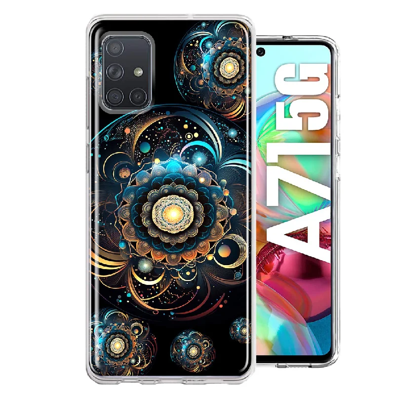 For Samsung Galaxy A71 5G Mandala Geometry Abstract Multiverse Pattern Design Hybrid Protective Phone Case Cover