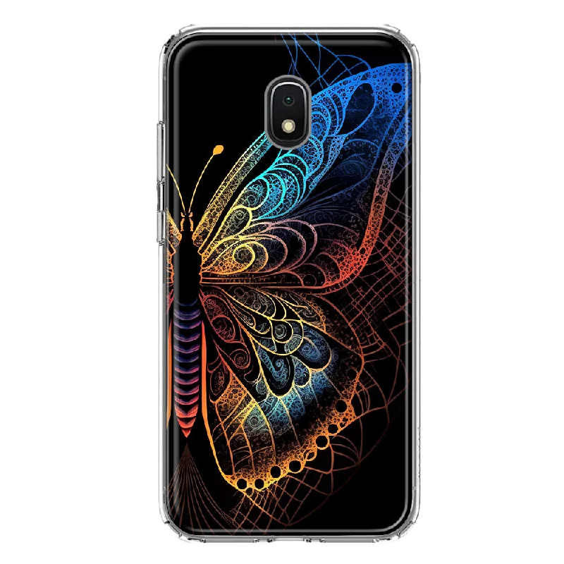 For Samsung Galaxy J3 Express/Prime 3/Amp Prime 3 Mandala Geometry Abstract Butterfly Pattern Design Hybrid Protective Phone Case Cover