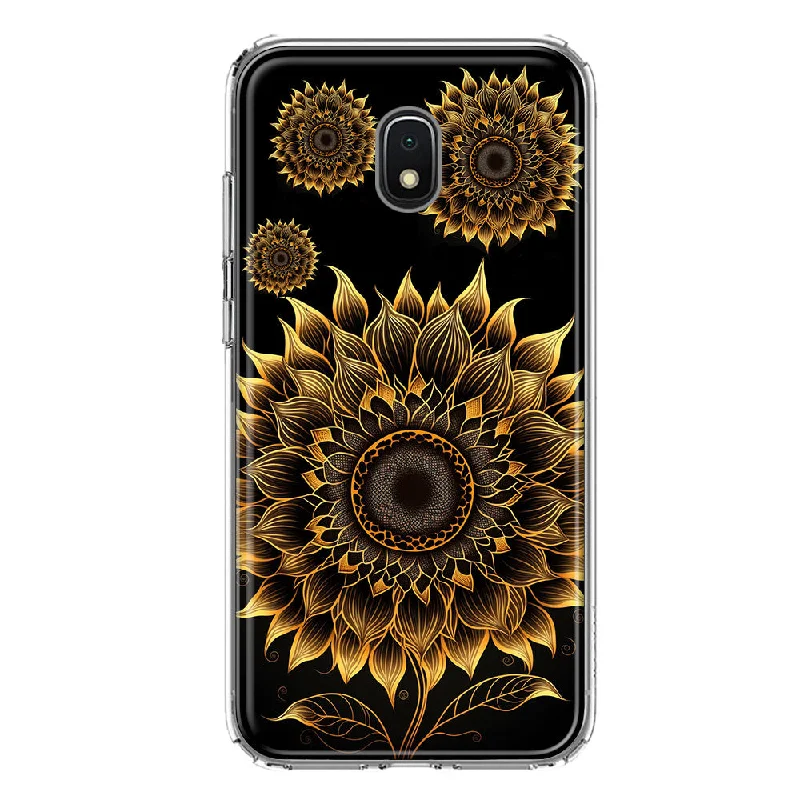 For Samsung Galaxy J3 Express/Prime 3/Amp Prime 3 Mandala Geometry Abstract Sunflowers Pattern Design Hybrid Protective Phone Case Cover