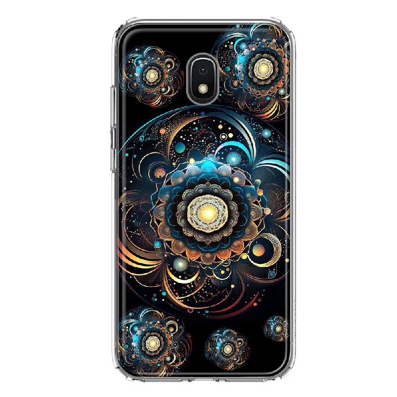 For Samsung Galaxy J7 (2018) Star/Crown/Aura Mandala Geometry Abstract Multiverse Pattern Design Hybrid Protective Phone Case Cover