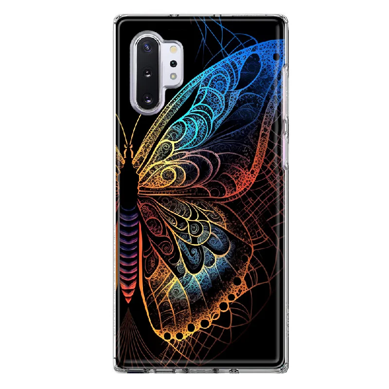 For Samsung Galaxy Note 10 Mandala Geometry Abstract Butterfly Pattern Design Hybrid Protective Phone Case Cover