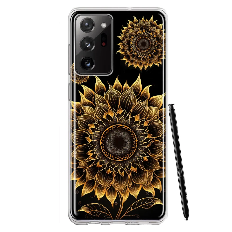 For Samsung Galaxy Note 20 Ultra Mandala Geometry Abstract Sunflowers Pattern Design Hybrid Protective Phone Case Cover