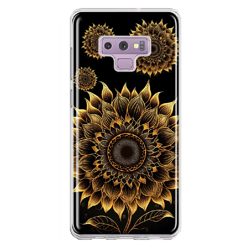 For Samsung Galaxy Note 9 Mandala Geometry Abstract Sunflowers Pattern Design Hybrid Protective Phone Case Cover