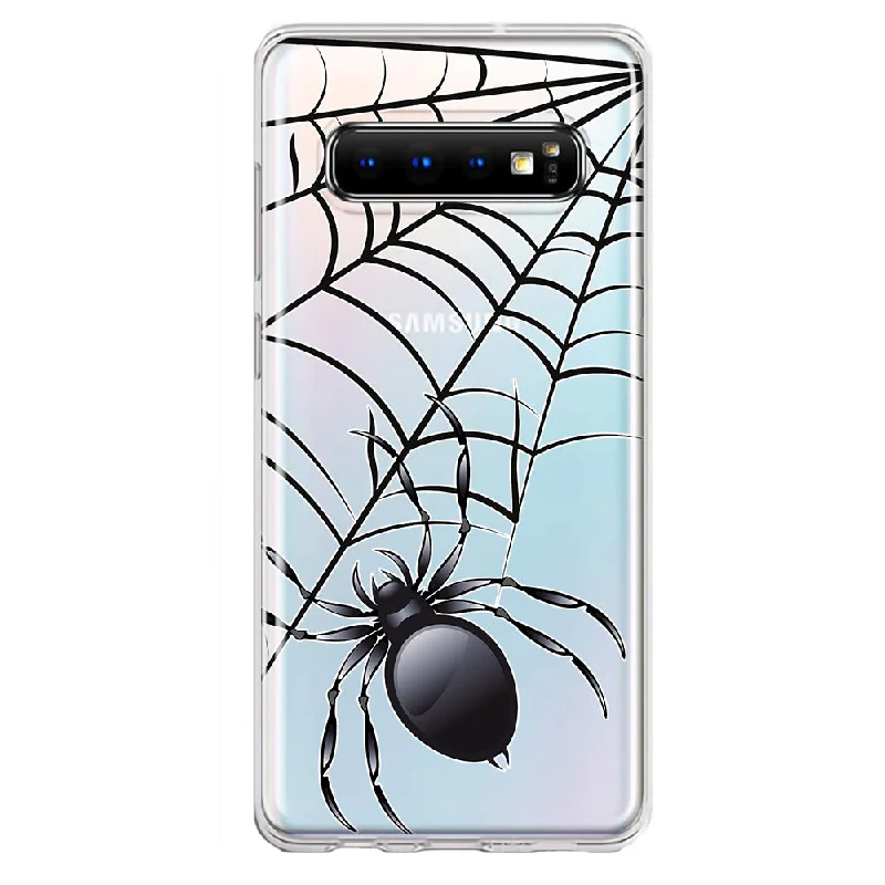 For Samsung Galaxy S10 Plus Creepy Black Spider Web Halloween Horror Spooky Design Hybrid Protective Phone Case Cover