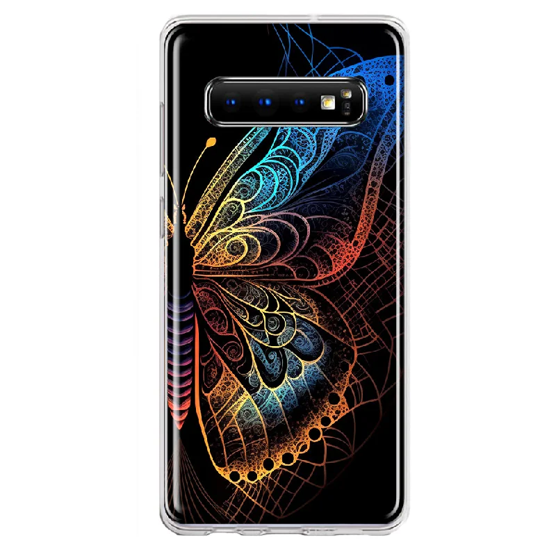 For Samsung Galaxy S10 Plus Mandala Geometry Abstract Butterfly Pattern Design Hybrid Protective Phone Case Cover