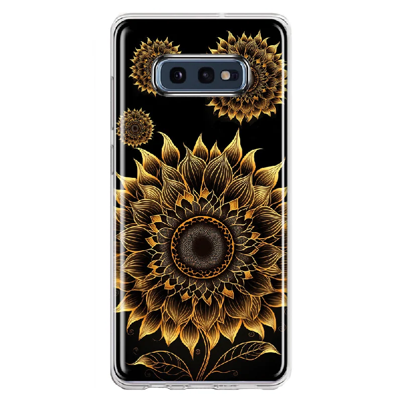 For Samsung Galaxy S10e Mandala Geometry Abstract Sunflowers Pattern Design Hybrid Protective Phone Case Cover