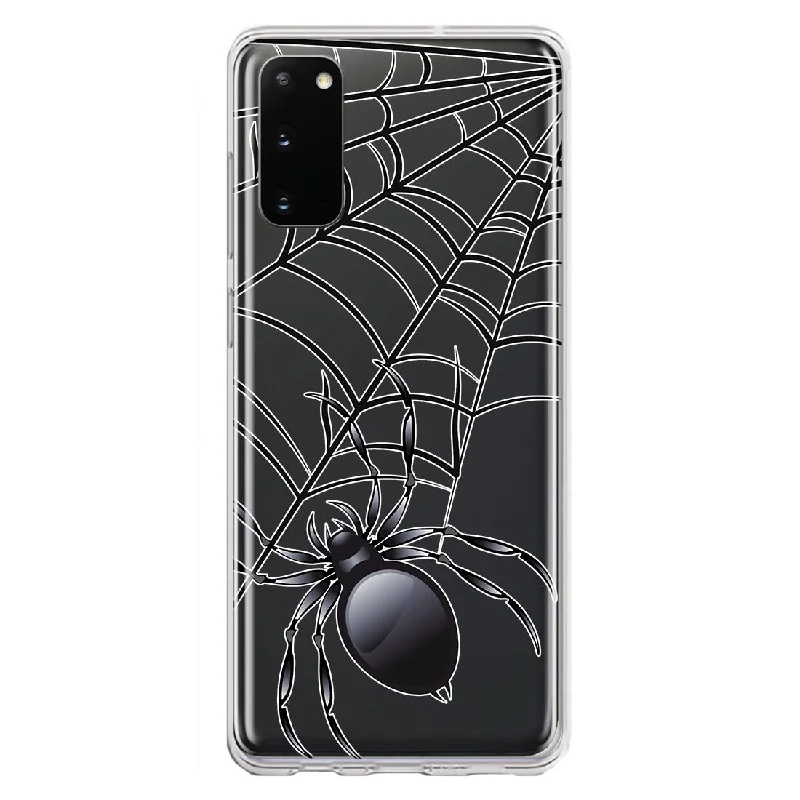 For Samsung Galaxy S20 Creepy Black Spider Web Halloween Horror Spooky Design Hybrid Protective Phone Case Cover