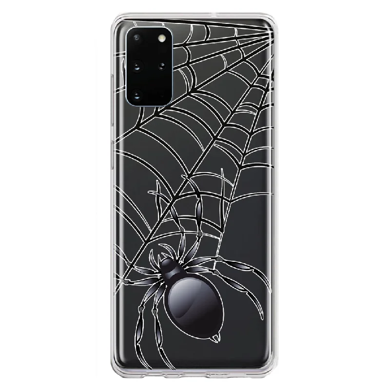 For Samsung Galaxy S20 Plus Creepy Black Spider Web Halloween Horror Spooky Design Hybrid Protective Phone Case Cover