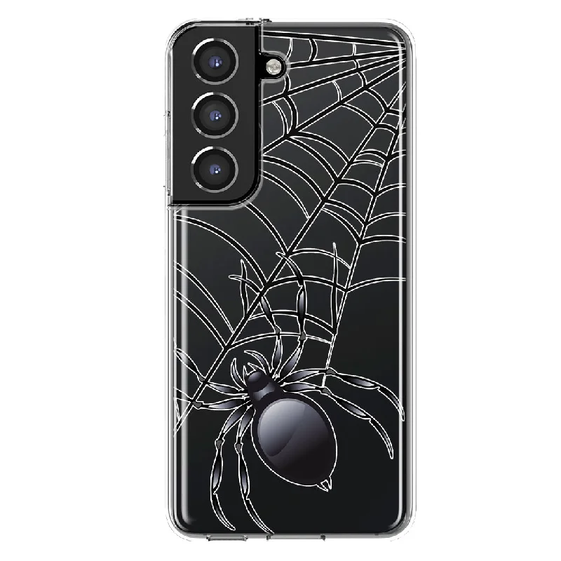 For Samsung Galaxy S21 Creepy Black Spider Web Halloween Horror Spooky Design Hybrid Protective Phone Case Cover