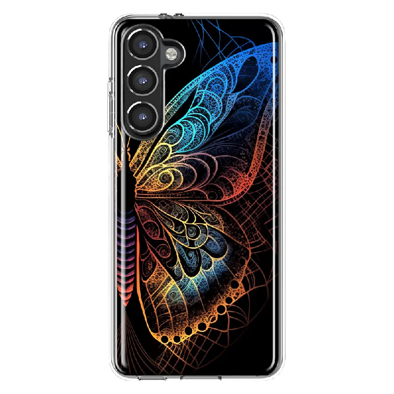 For Samsung Galaxy S23 Mandala Geometry Abstract Butterfly Pattern Design Hybrid Protective Phone Case Cover