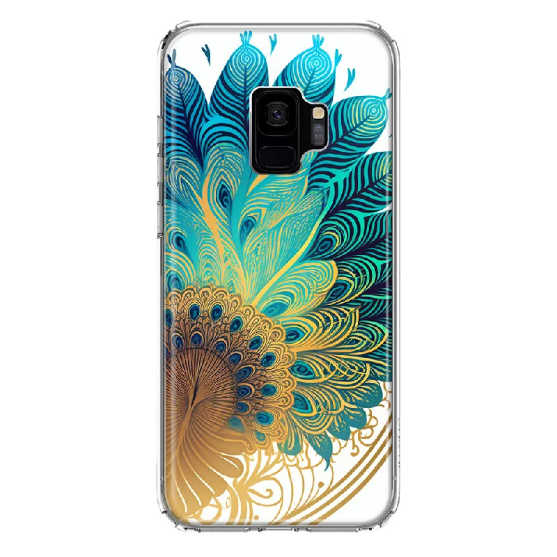 For Samsung Galaxy S9 Mandala Geometry Abstract Peacock Feather Pattern Design Hybrid Protective Phone Case Cover