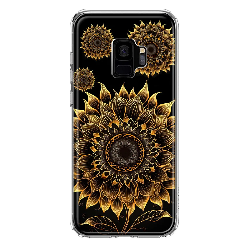 For Samsung Galaxy S9 Mandala Geometry Abstract Sunflowers Pattern Design Hybrid Protective Phone Case Cover