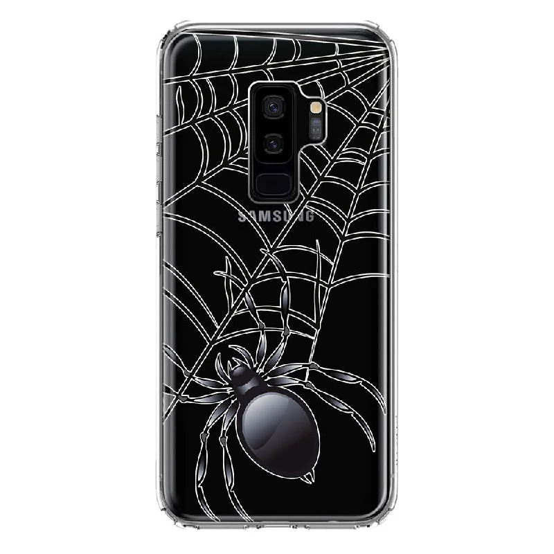 For Samsung Galaxy S9 Plus Creepy Black Spider Web Halloween Horror Spooky Design Hybrid Protective Phone Case Cover