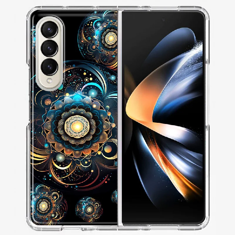 For Samsung Galaxy Z Fold 4 Mandala Geometry Abstract Multiverse Pattern Design Hybrid Protective Phone Case Cover