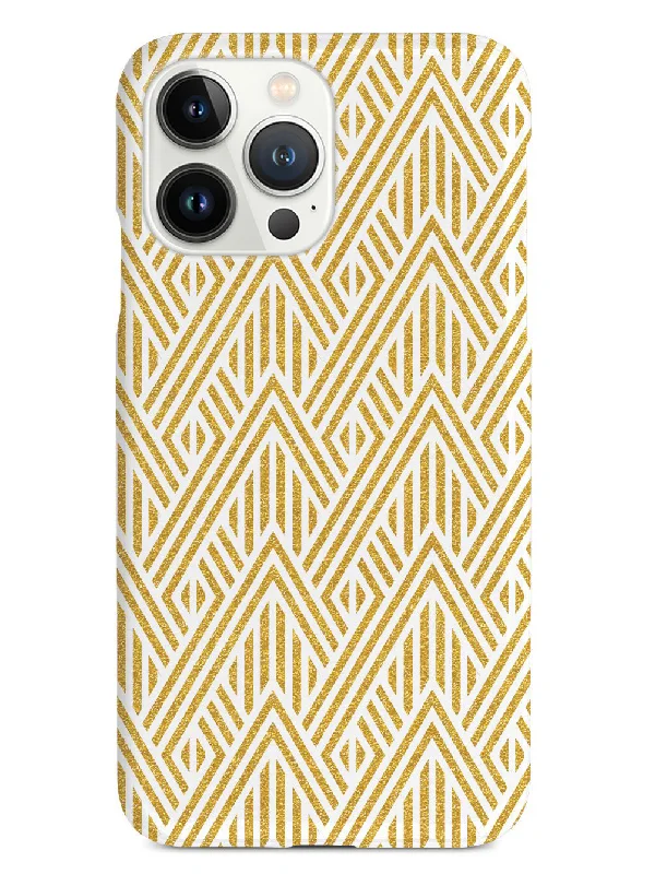 Geometric Gold Stripes - White Case