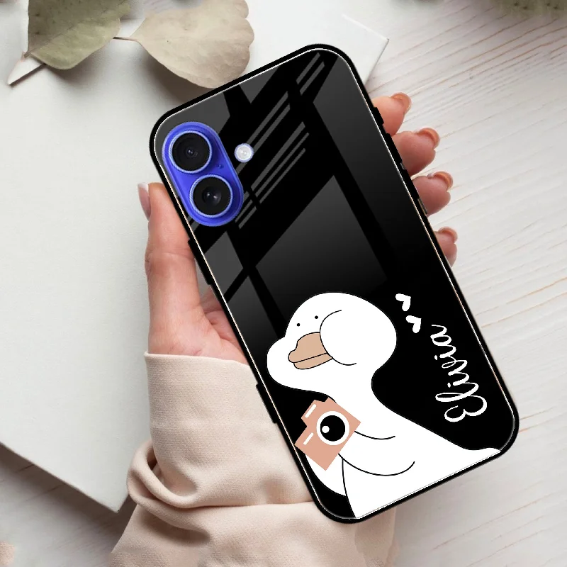 White Duck  Glass Case Cover For iPhone